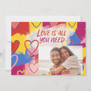 Pop Art Painterly Valentine's Day Postcard 