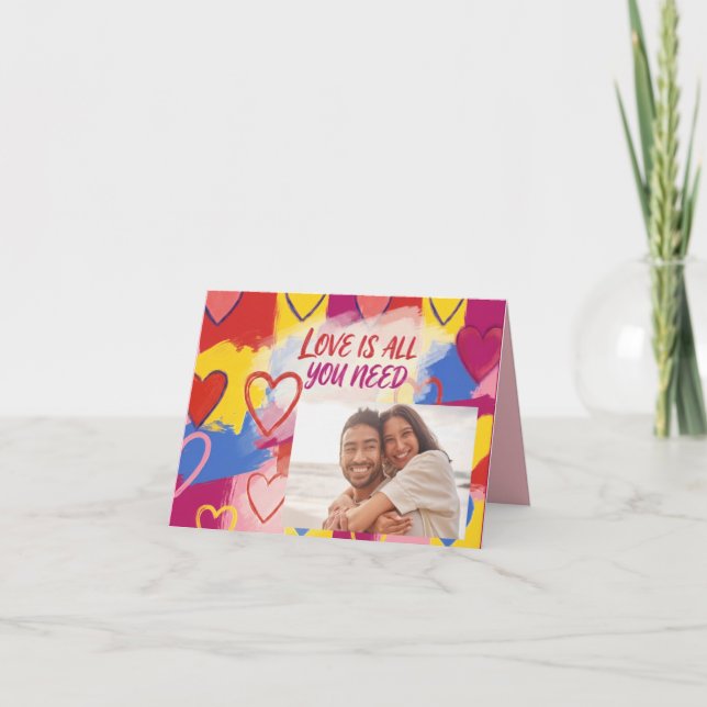 Pop Art Painterly Valentine's Day Postcard  (Front)