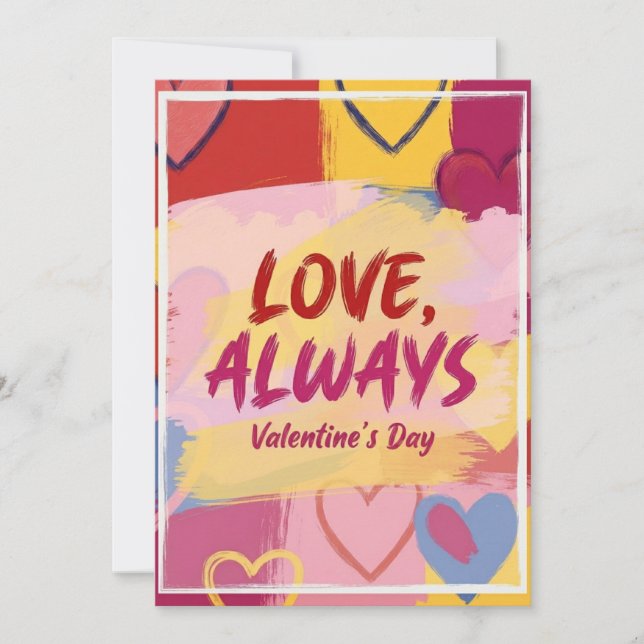 Pop Art Painterly Valentine's Day Postcard  (Front)