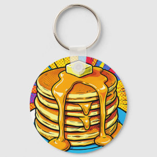 Pop Art Pancake Stack Syrup Keychain