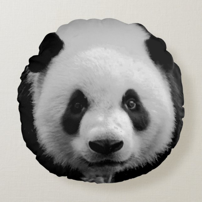 Pop Art Panda Round Pillow (Front)