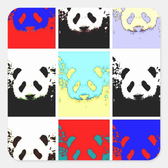 Pop Art Panda Square Sticker (Front)