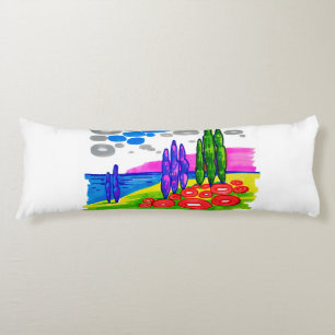 Pop Art Paradise – Bold Graphic Landscape Body Pillow