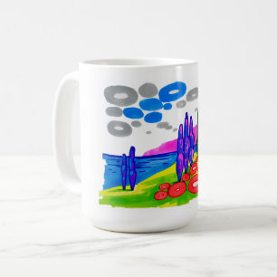 Pop Art Paradise – Bold Graphic Landscape Coffee Mug
