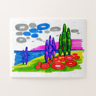 Pop Art Paradise – Bold Graphic Landscape Jigsaw Puzzle