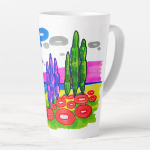 Pop Art Paradise – Bold Graphic Landscape Latte Mug