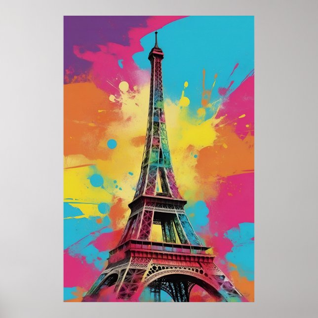 Pop Art Paris Tour Eiffel Poster Mur Art Imprimer (Devant)
