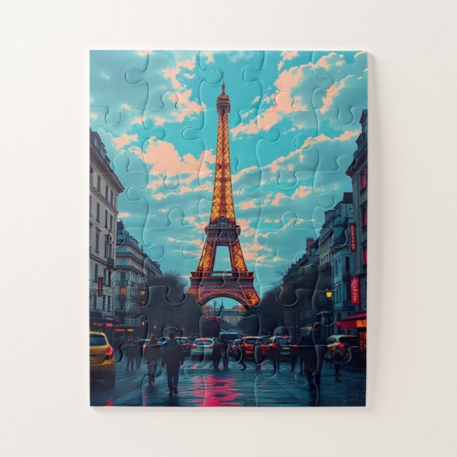 Pop Art Paris – Vibrant Retro Cityscape  Jigsaw Puzzle (Vertical)