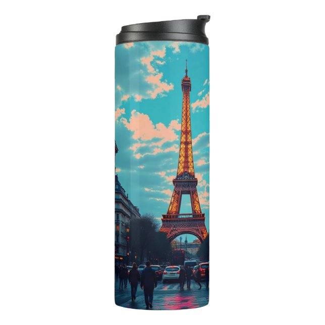 Pop Art Paris – Vibrant Retro Cityscape  Thermal Tumbler (Rotated Left)