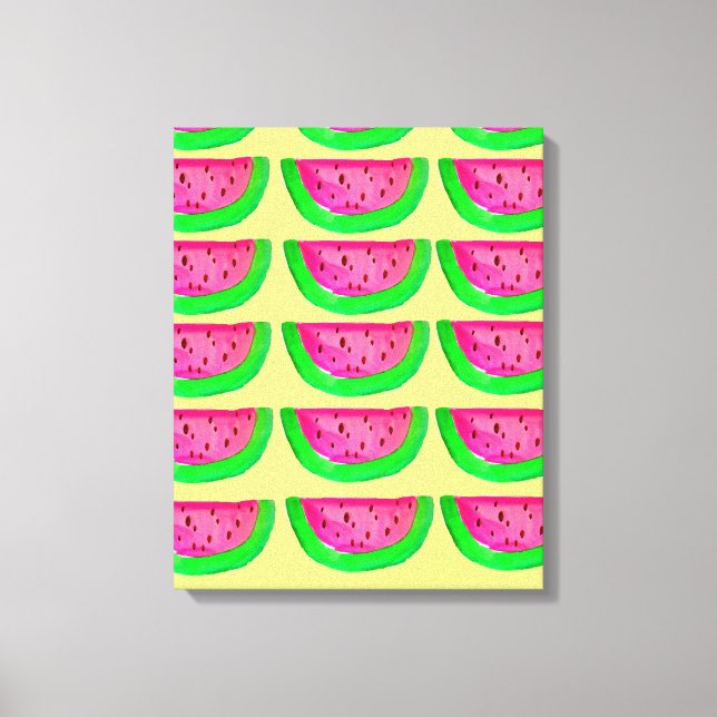 Pop Art pastèque rose sur toile citron (Recto)