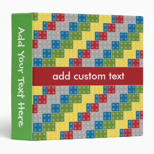 Pop Art Pattern Colourful Bricks for Boys Binder