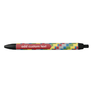 Pop Art Pattern Colourful Bricks for Boys Black Ink Pen