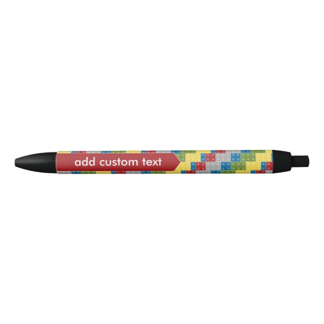 Pop Art Pattern Colourful Bricks for Boys Black Ink Pen (Front)