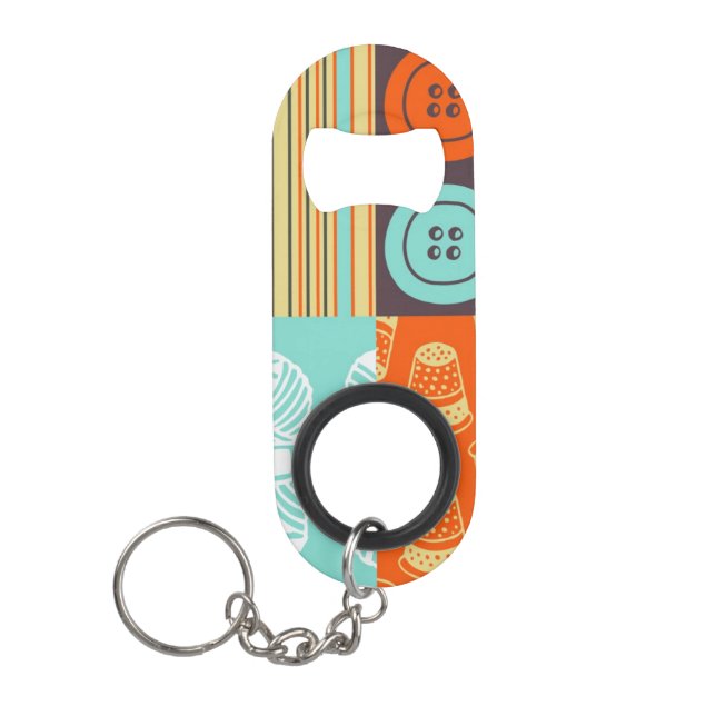 Pop-art pattern - sewing mini bottle opener (Front)