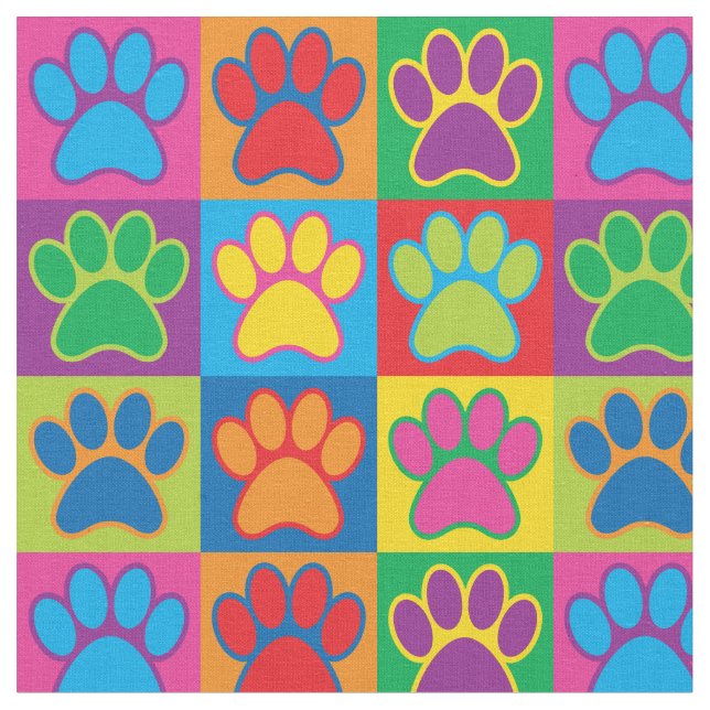 Pop Art Paws Fabric (Close Up)