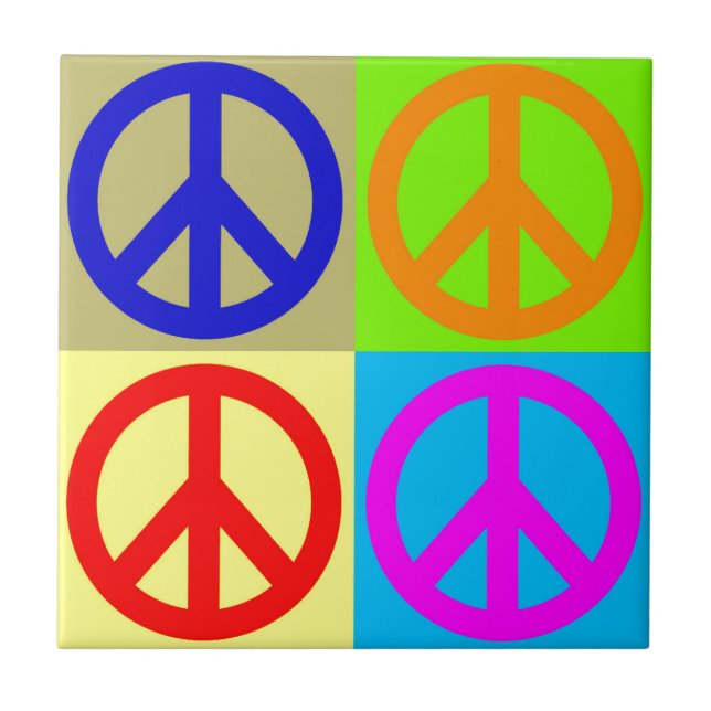 Pop Art Peace Sign Symbol Ceramic Tile (Front)