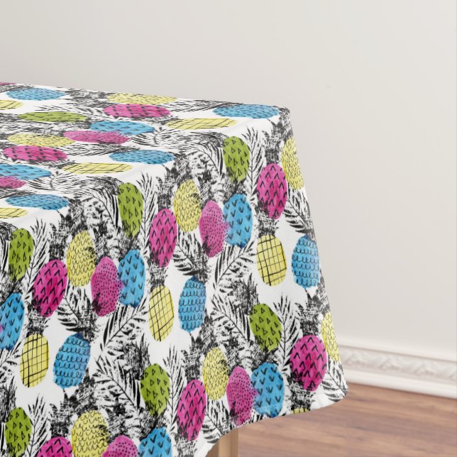 Pop Art Pineapples And Palm Leaves 2 Tablecloth (In Situ)