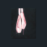 Pop Art Pink Ballet Shoes Canvas Print<br><div class="desc">A textured digital painting of delicate pink pointe shoes with scratches,  splashes,  and drips. The background is a rough texture in a dark aqua tint.</div>