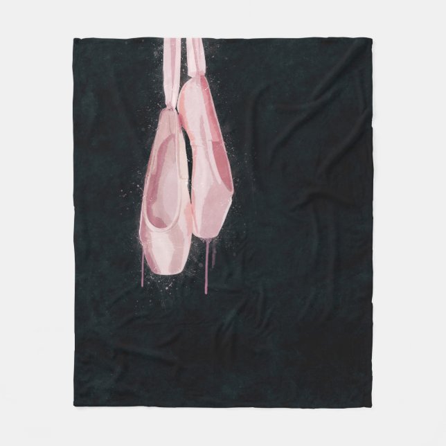 Pop Art Pink Ballet Shoes Fleece Blanket (Front)