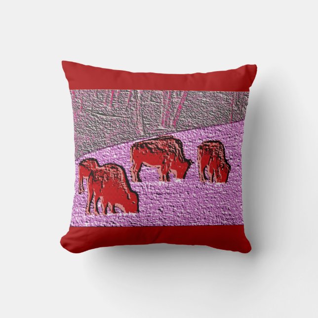 Pop Art Pink Buffalo Throw Pillow (Front)