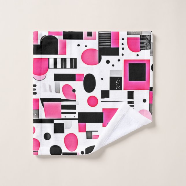Pop Art Pink Geometry Design Bath Towel Set (Wash Cloth)
