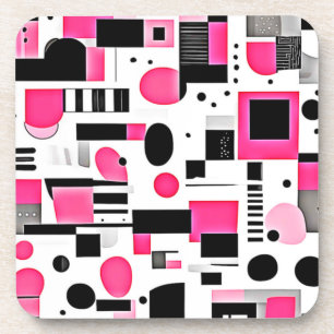 Pop Art Pink Geometry Design Coaster