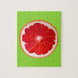 Pop art pink grapefruit original watercolour jigsaw puzzle