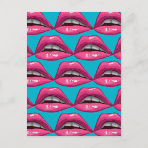 Pop Art Pink Lips Makeup Postcard