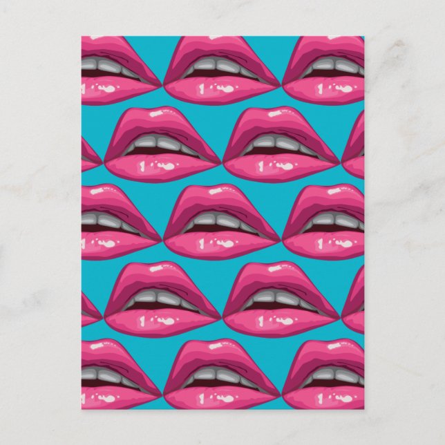 Pop Art Pink Lips Makeup Postcard (Front)