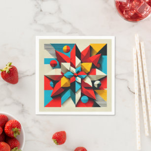 Pop Art Poinsettia Abstract Geometric Decoupage Napkin