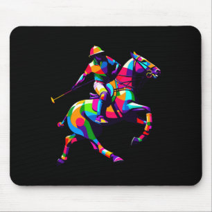 Pop Art Polo Horseback Riding Horses Equestrian Ho Mouse Pad