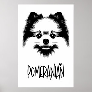 Pop Art Pomeranian Black & White Chic Aesthetic Poster