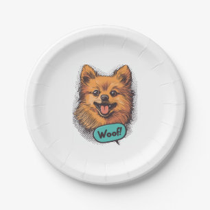 Pop Art Pomeranian � Retro Comic Dog Paper Plate