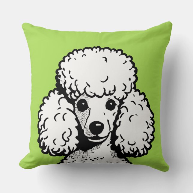 Pop Art Poodle Atomic Green & White Chic Aesthetic Throw Pillow (Front)