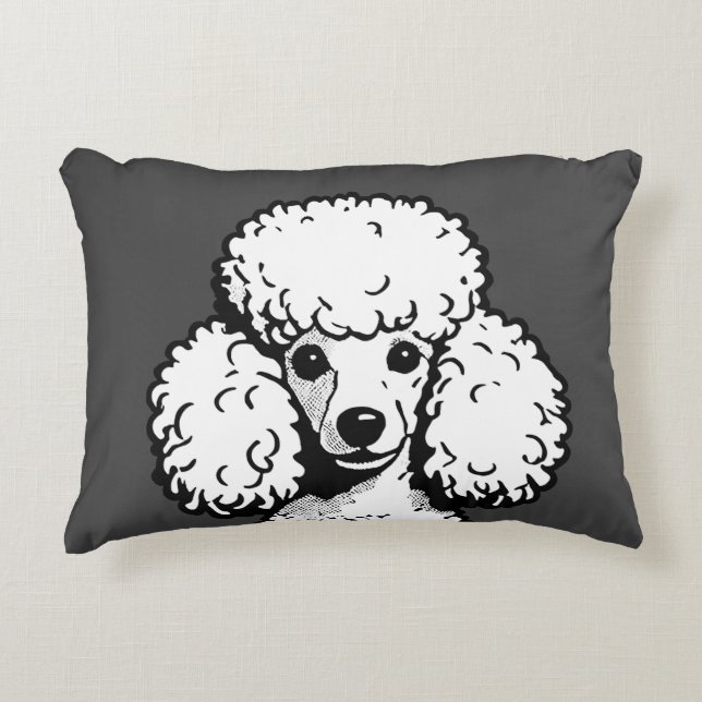 Pop Art Poodle Grey & White Chic Aesthetic Throw  Accent Pillow (Front)