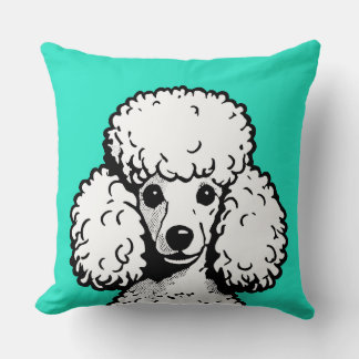 Pop Art Poodle Mint & White Chic Aesthetic Throw Pillow