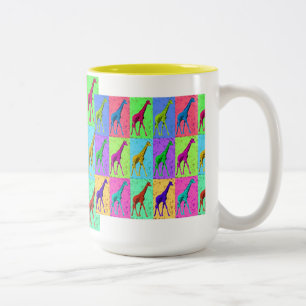 Pop Art Popart Walking Giraffe Multi-Colour Two-Tone Coffee Mug