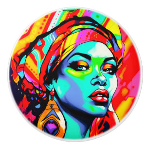 Pop Art Portrait Ceramic Knob