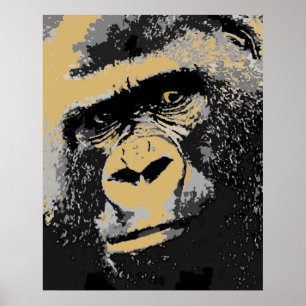 Pop Art Portrait de Gorilla Poster Imprimer