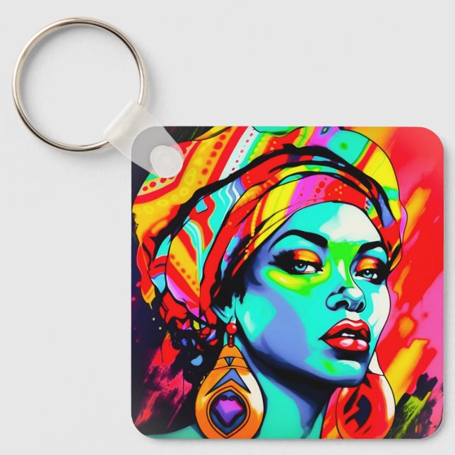 Pop Art Portrait  Keychain (Front)