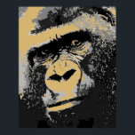 Pop Art Portrait of Gorilla Poster Print<br><div class="desc">Black & White Pop Art Mountain Gorilla Face Close Look Digital Artwork - Face of Gorilla Poster Print - Digital Wild Animals Photography Nature Art - Wild Mountain Primates Gorillas - Head of Gorilla Poster</div>