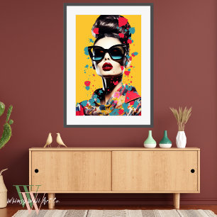 Pop Art Portrait of Woman in Bright Colors Poster