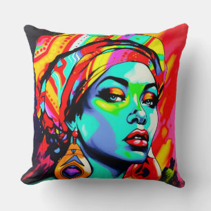 Pop Art Portrait Throw Pillow