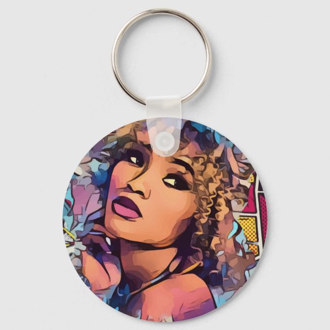 Pop Art Princess Button Keychain (Front)