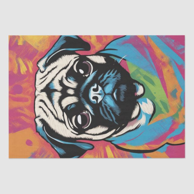 Pop Art Pug Portraits: A Decoupage Delight Tissue Paper (Front)