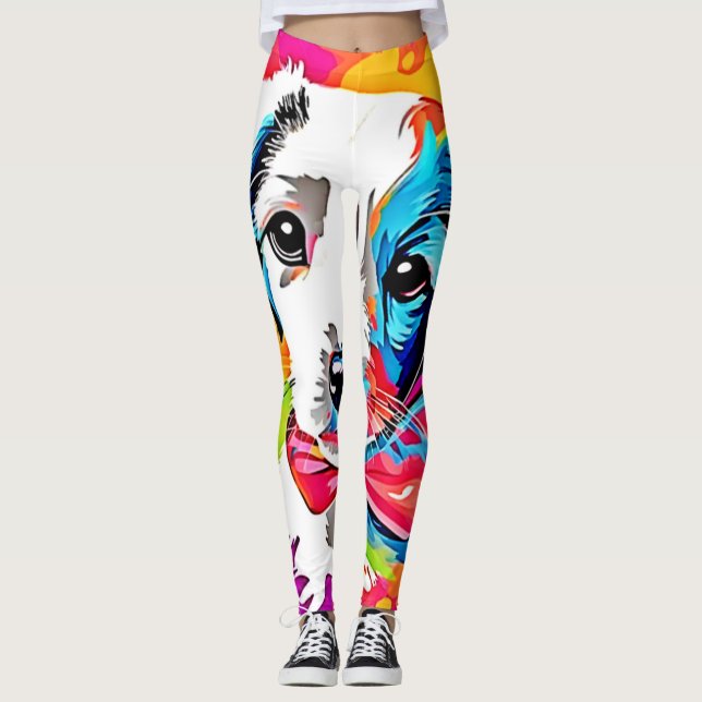 Pop Art Puppy Leggings (Front)
