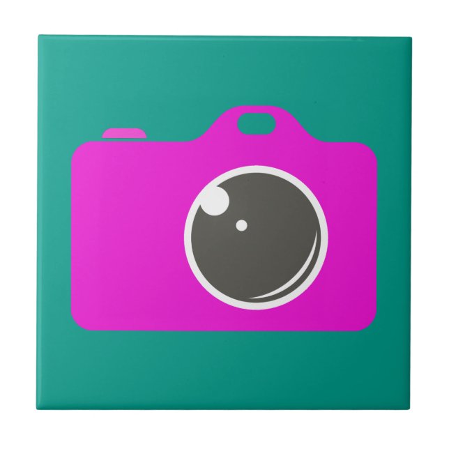 Pop Art Purple Camera Green Tile (Front)