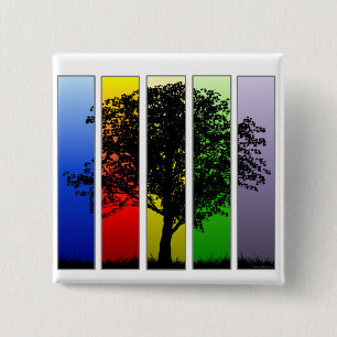 Pop Art Rainbow Tree 2 Inch Square Button