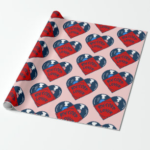 pop art record music lover vintage heart album wrapping paper