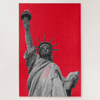 Pop Art Red Black White Statue of Liberty Jigsaw Puzzle